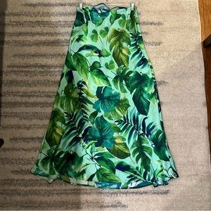 Zara Palm Leaf Satin Skirt M